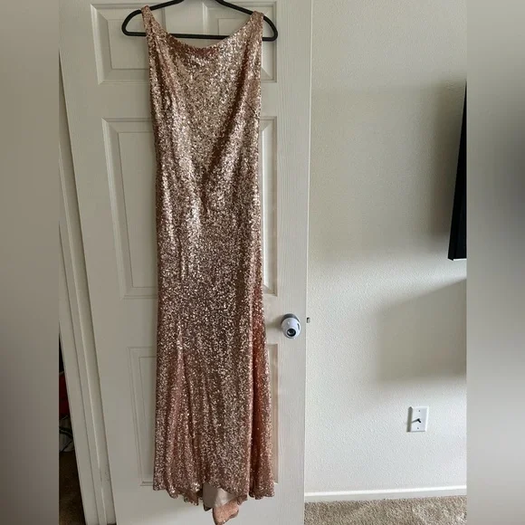 Rose Gold Backless Sequin Bridesmaid/Ball Gown | Color: Gold | Size: L | Jmbbentley's Closet